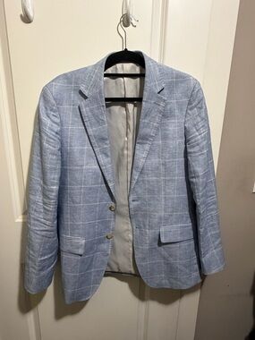 Hawes & Curtis Light Blue Windowpane Sport Coat Blazer